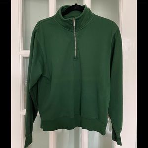 John Galt for Brandy Melville Green 1/4 Zip Pullover Sweatshirt ☘️ - One Size